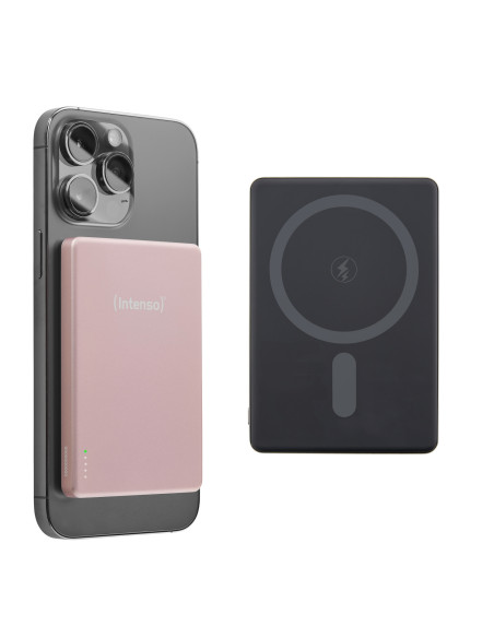 Intenso MW5000 Batería Externa Magnética 5000 mAh – Compatible con MagSafe, Carga Inalámbrica 15W, USB-C PD 20W, Delgada y Compa