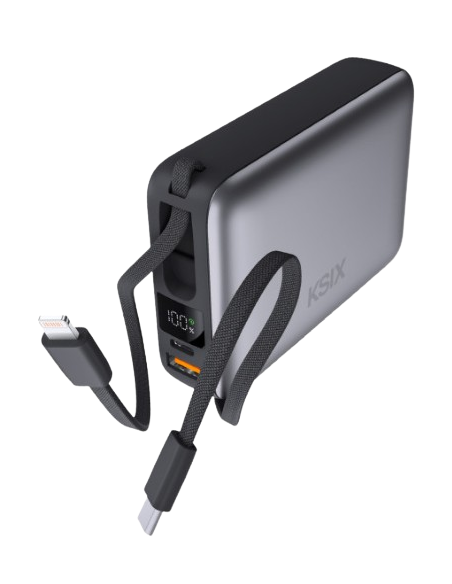 POWERBANK BATERIA EXTERNA KSIX 20.000MAH CON CABLE TIPO C Y LIGHTNING INCLUIDO 22.5W