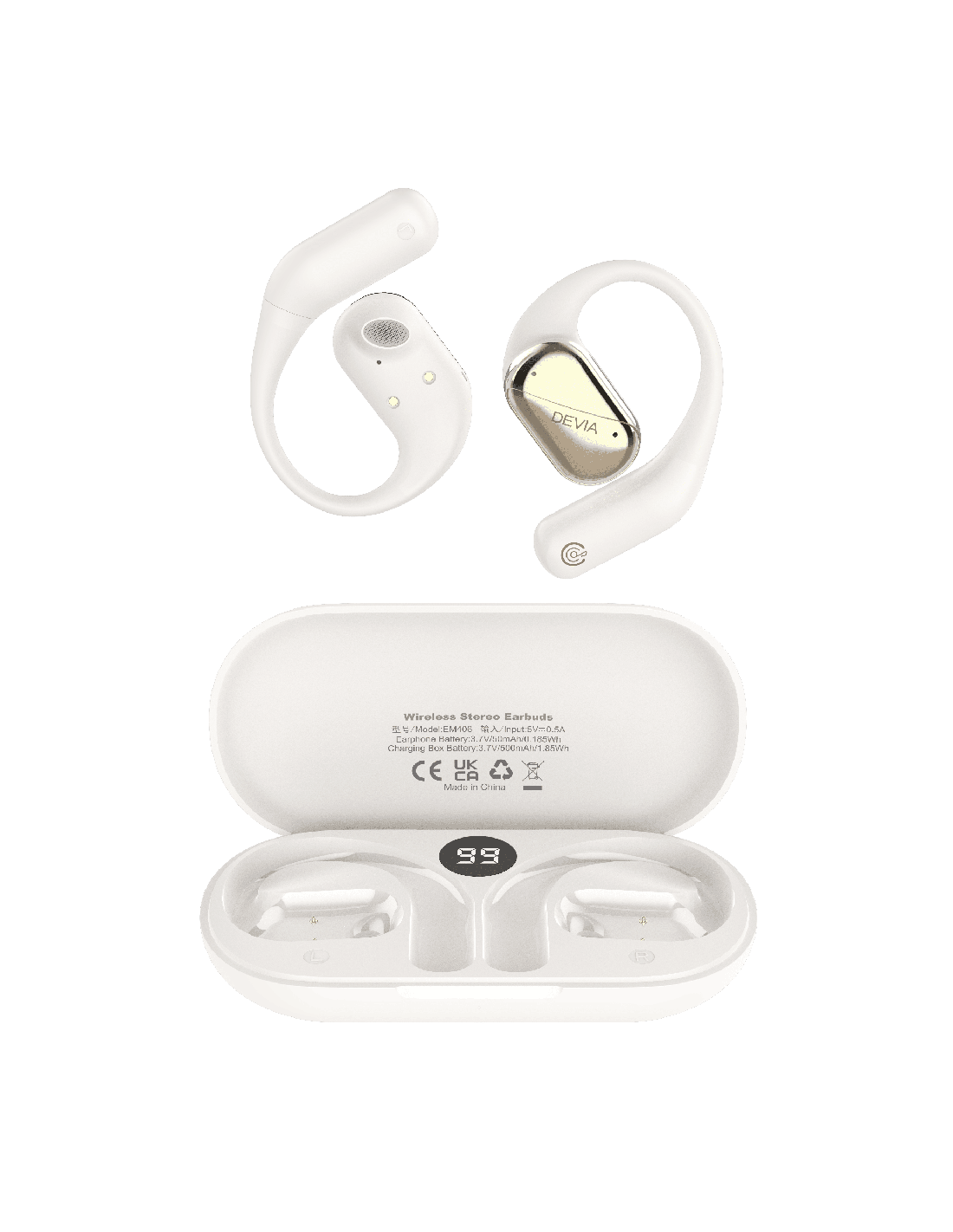Auricular Bluetooth OWS Lite 1 Devia, Beige.