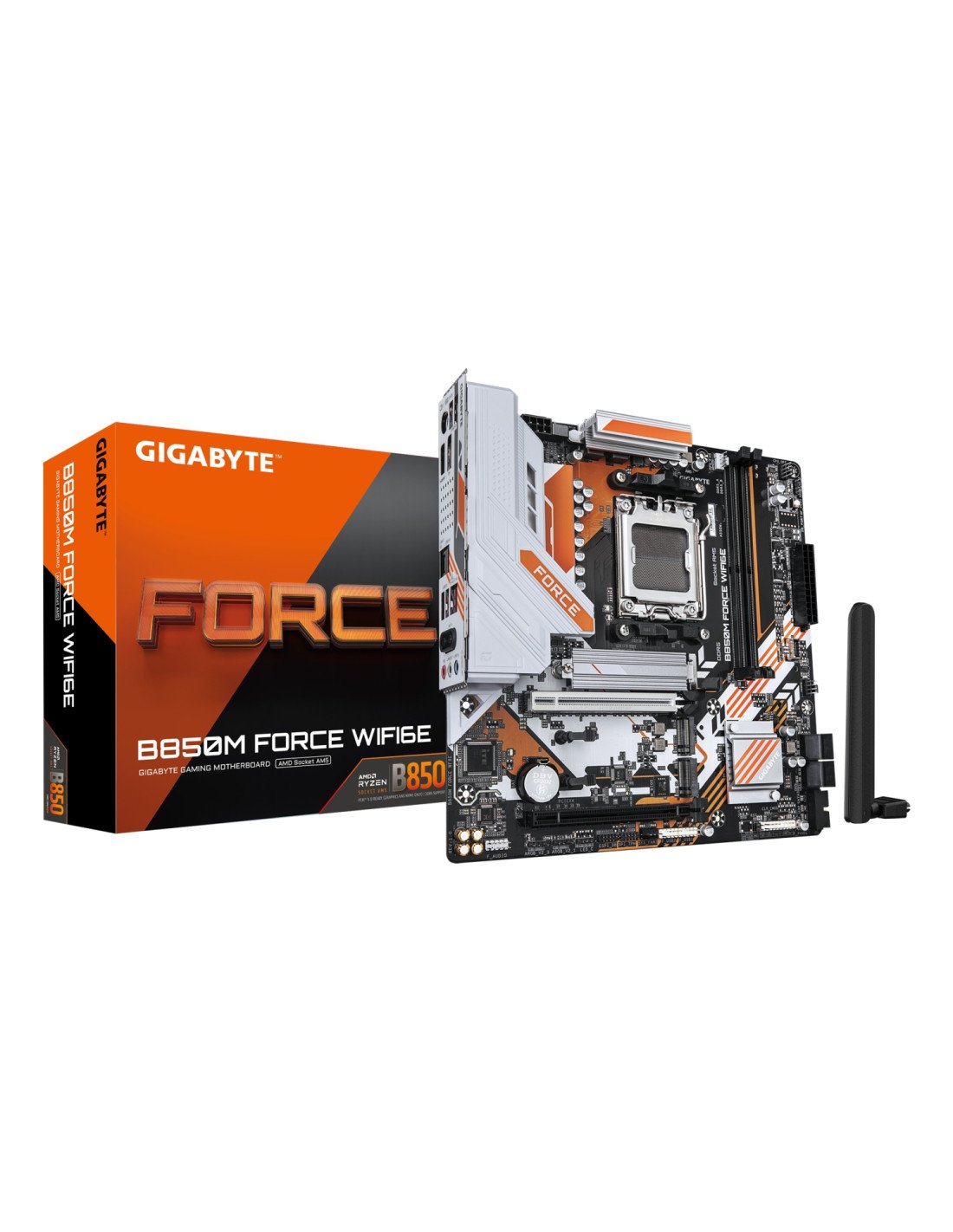 GIGABYTE B850M FORCE WIFI6E Placa Base – Compatible con procesadores AMD Ryzen serie 9000, VRM digital de 8+2+2 fases, hasta 960