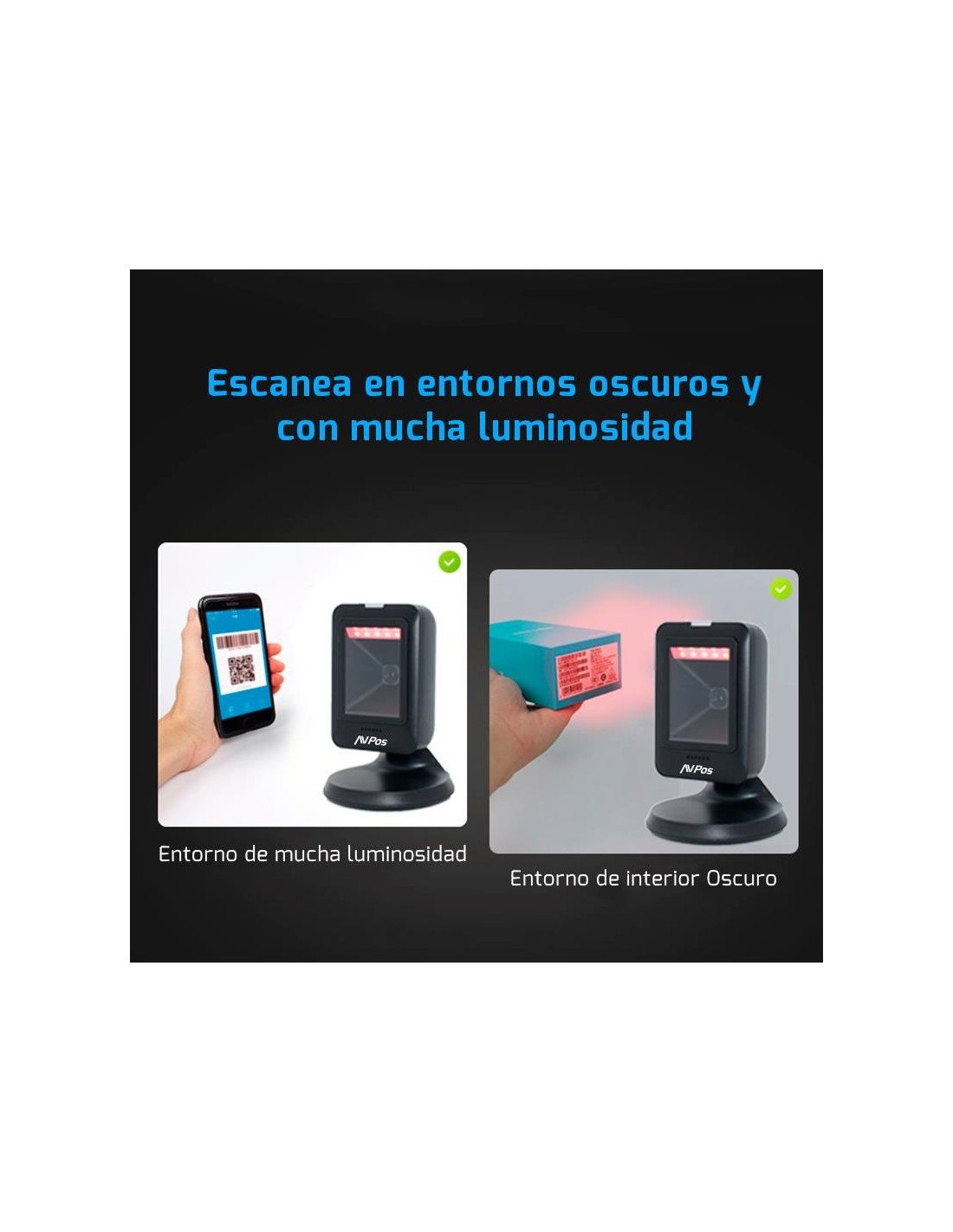 LECTOR AVPOS CODIGOS 1D + 2D + QR 630 SOBREMESA USB