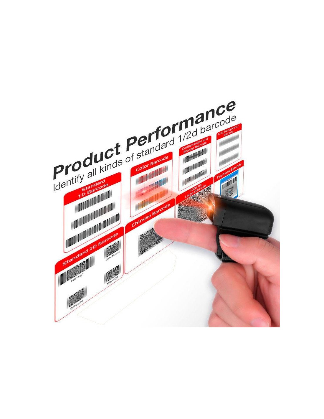 LECTOR AVPOS CODIGOS 1D + 2D + QR BT02 PORTATIL FINGER BLUETOOTH