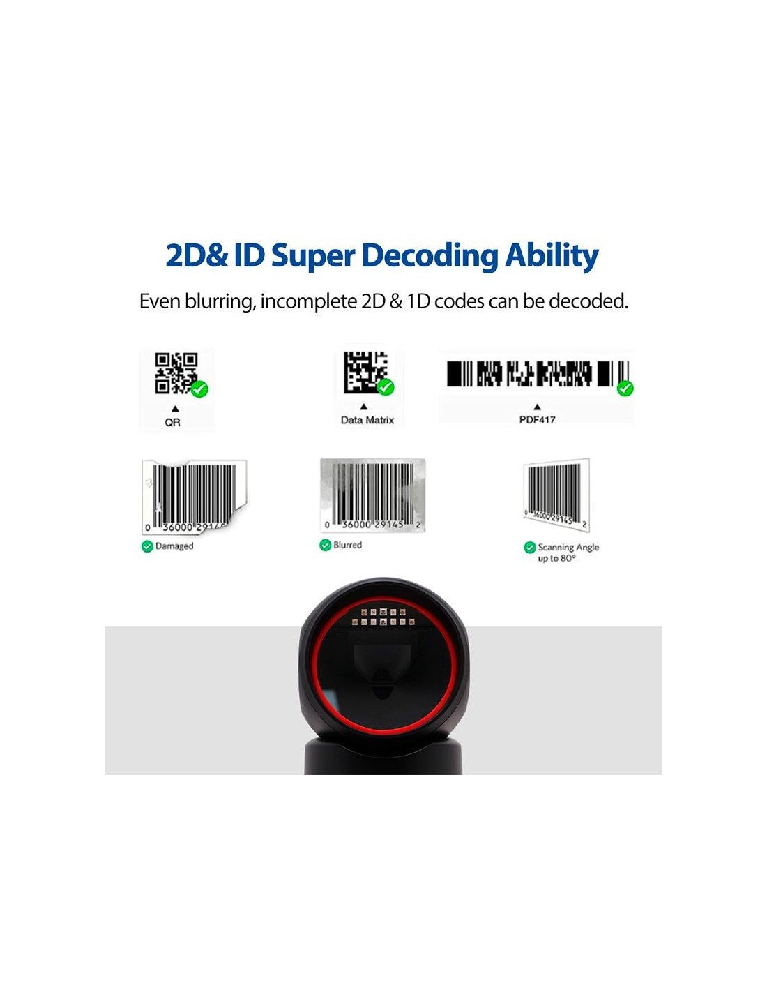 LECTOR AVPOS CODIGOS 1D +2D + QR M680 SOBREMESA USB
