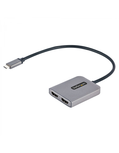 StarTech.com Hub Concentrador MST USB-C a 2 Puertos HDMI - HDMI Doble de 4K a 60Hz - Adaptador Multimonitor USB Tipo C con Cable