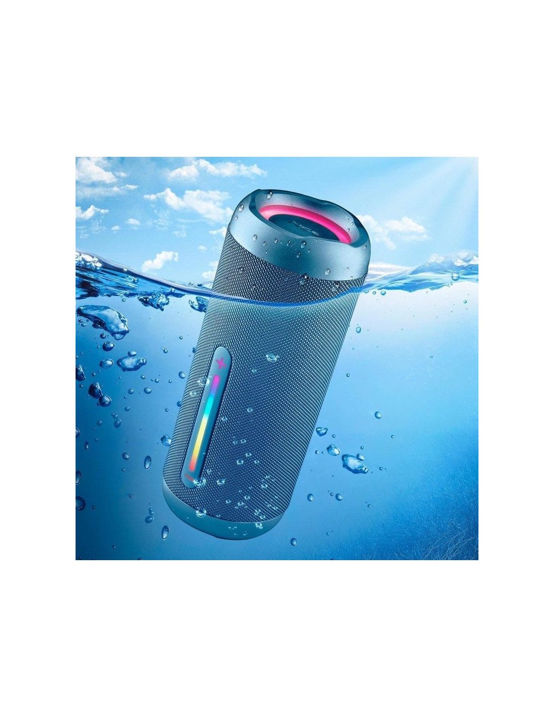 ALTAVOCES NGS ROLLER FURIA 3 RGB PORTATIL WATERPROOF 60W IPX7/BT/USB BLUE