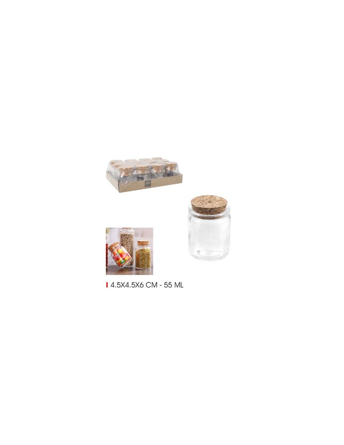 TARRO VIDRIO CON TAPON CORCHO 55ML LA MEDITERRANEA