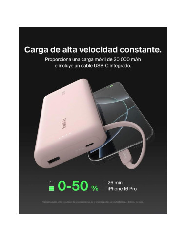 ¡Powerbank Belkin Rosa 20.000mAh USB-C!