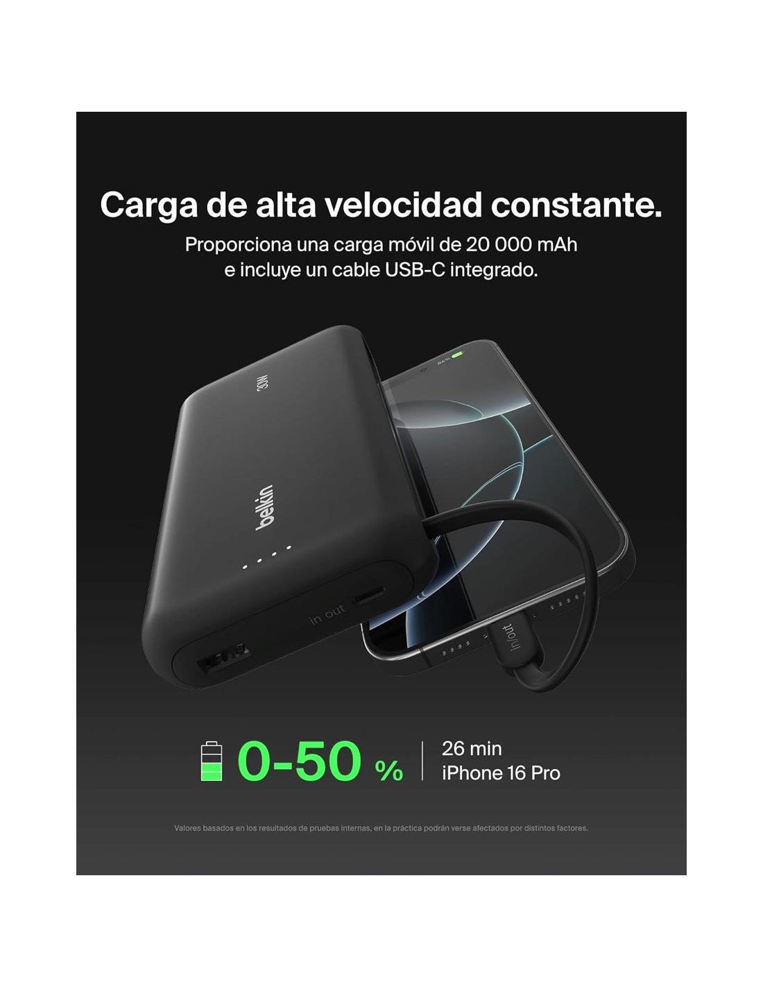 Batería Externa Belkin 20.000mAh USB-C Negro