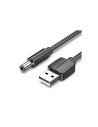 Vention Cable Alimentación CEYBF/ USB-A Macho - DC 5.5mm/ 1m/ Negro
