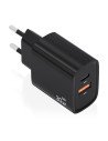 AISENS Cargador GaN 30W, 1xUSB-C PD3.0 QC4.0, 1xUSB-A QC3.0, Negro