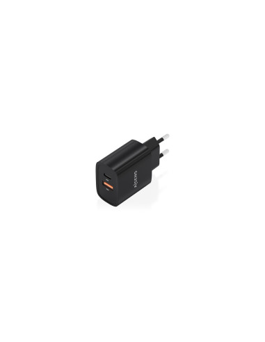 AISENS Cargador GaN 30W, 1xUSB-C PD3.0 QC4.0, 1xUSB-A QC3.0, Negro