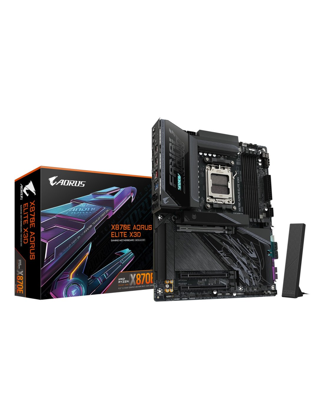 GIGABYTE X870E AORUS ELITE X3D Placa Base – Compatible con procesadores AMD Ryzen 9000, VRM digital de 16+2+2 fases, hasta 9000 