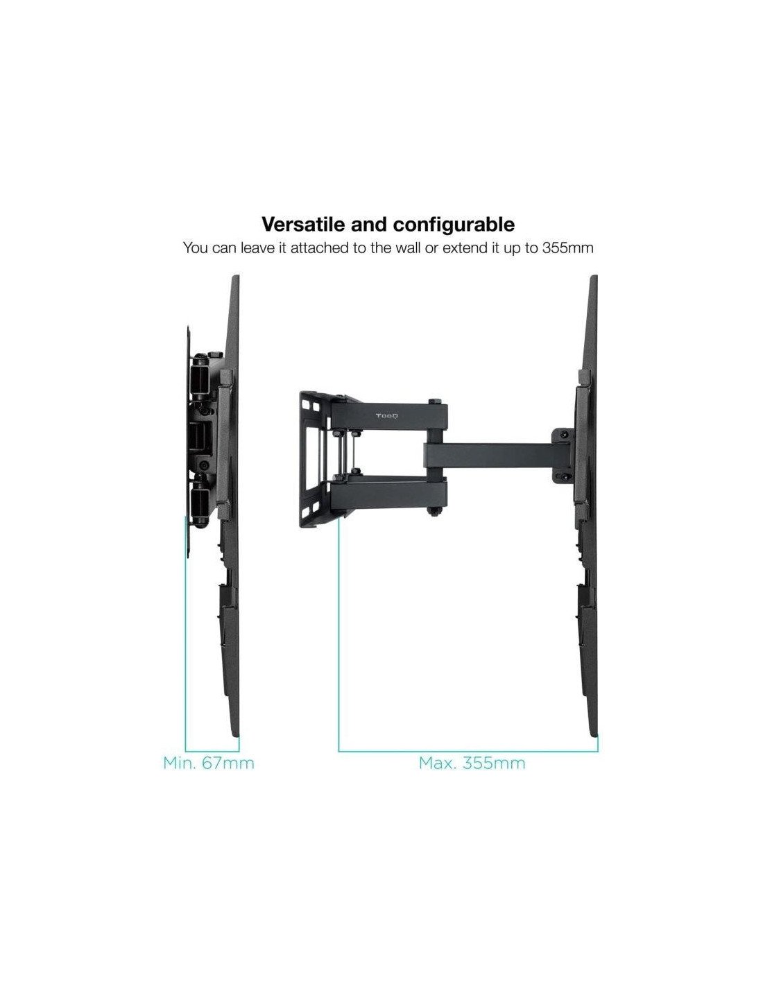 SOPORTE TV MONITOR TOOQ 37-80 40KG INCLINABLE/GIRATORIO BLACK