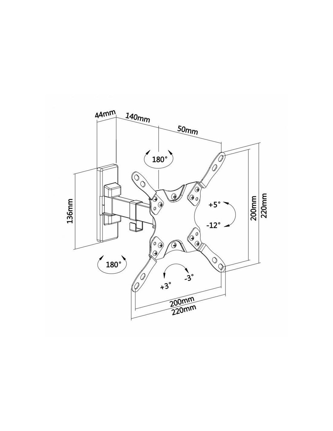SOPORTE PARED TV MONITOR AISENS 13-42 20KG BLACK