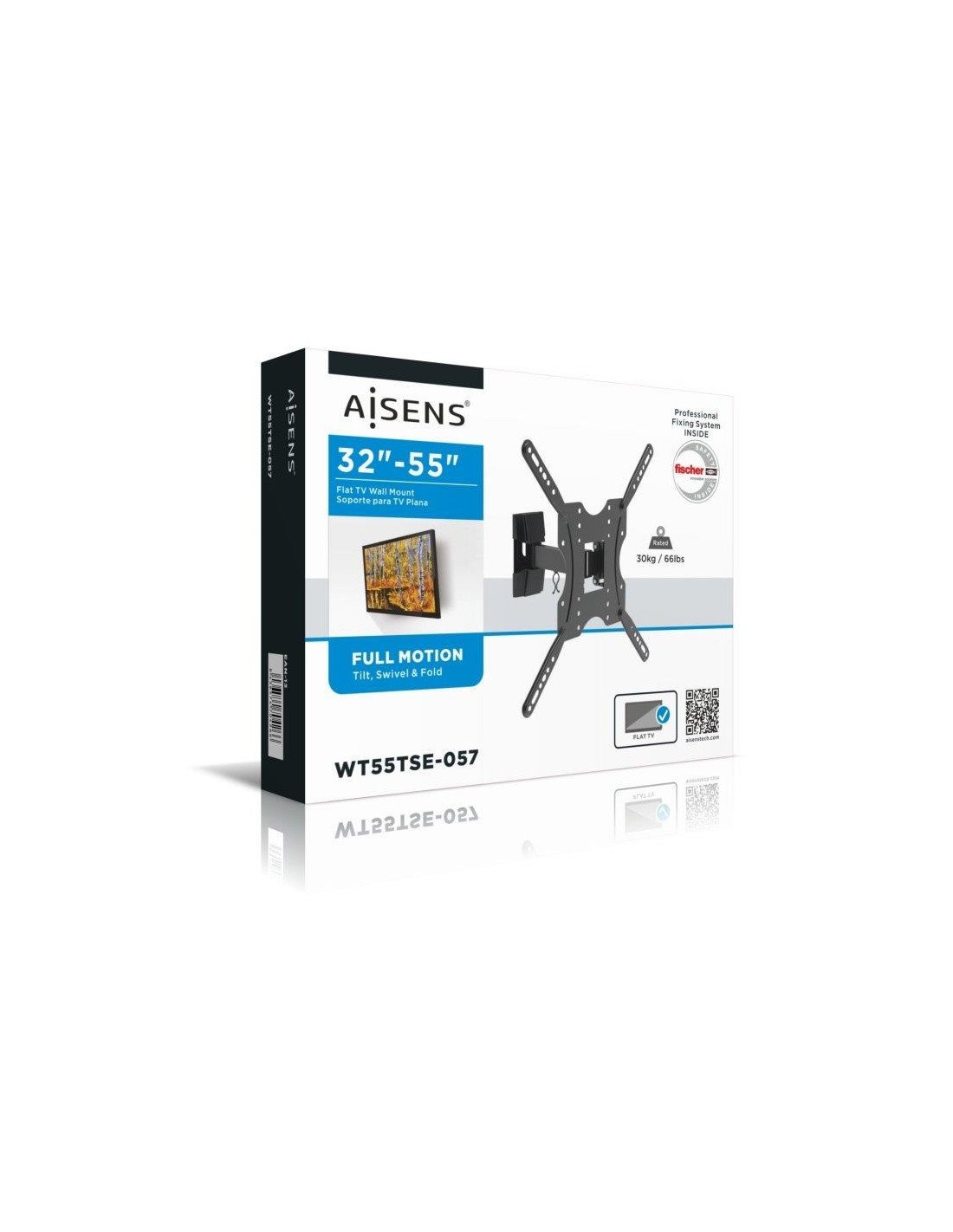 SOPORTE PARED TV MONITOR AISENS INCLINABLE GIRATORIO 32-55 30KG BLACK