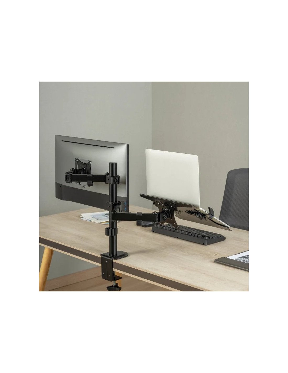 SOPORTE DE MESA MONITOR/NOTEBOOK AISENS REG.ALTURA GIR. INCL. 17-32 9KG BLACK