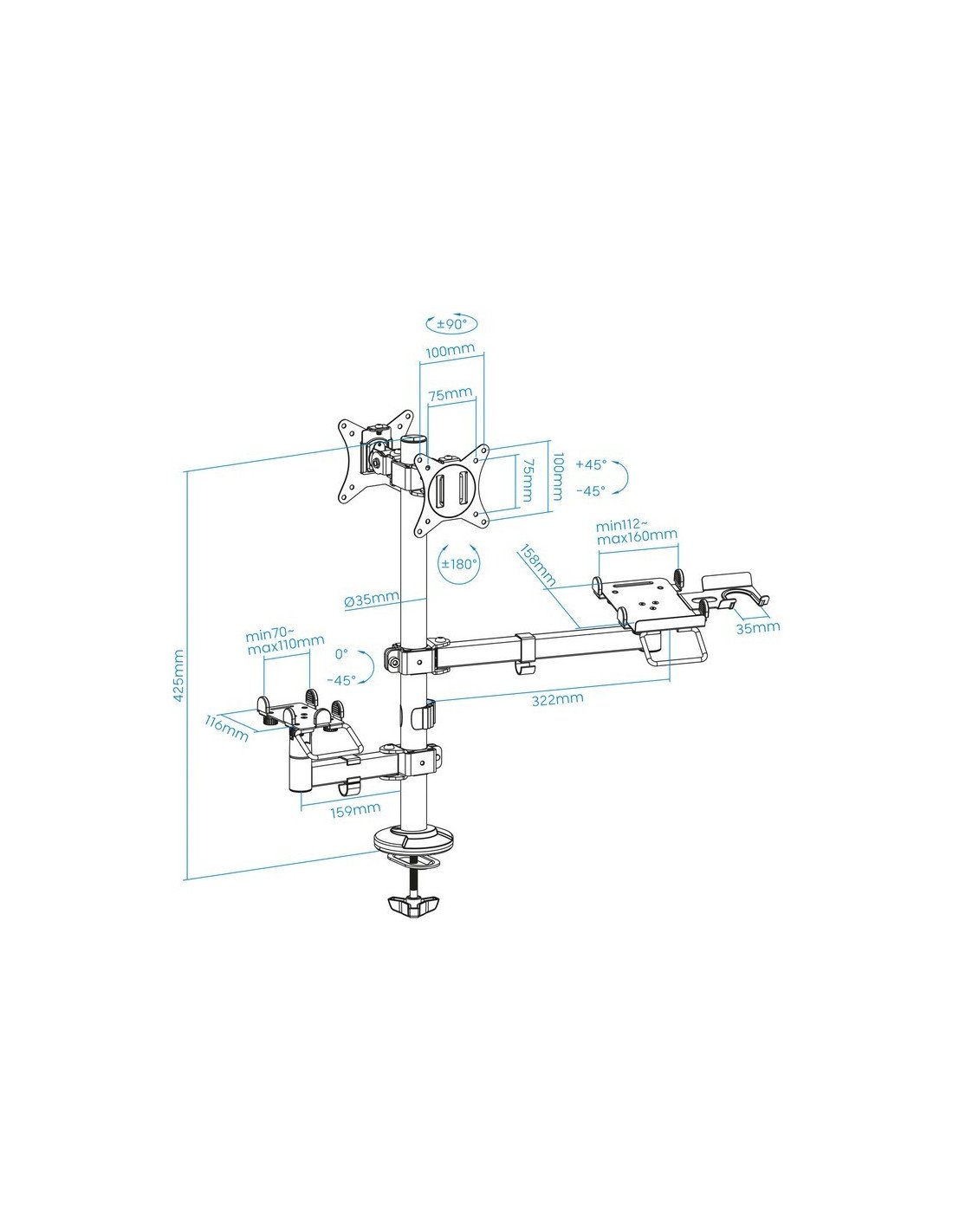 SOPORTE DE MESA AVPOS 4-1 PARA TPV/MONITOR/IMPRESORA/DATAFONO