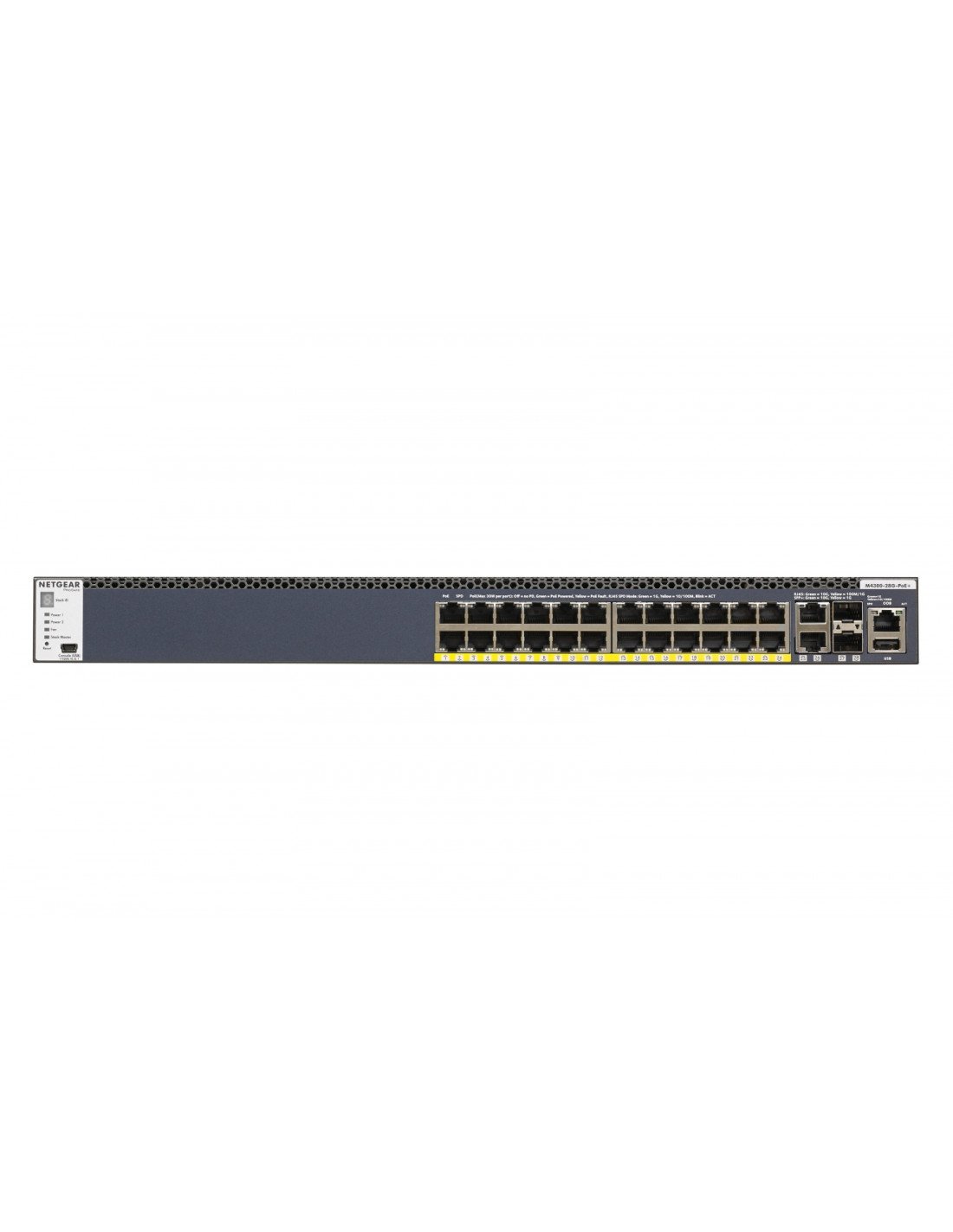 NETGEAR M4300-28G-PoE+ Gestionado L3 Gigabit Ethernet (10/100/1000) EnergÍ­a sobre Ethernet (PoE) 1U Negro