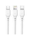 CABLE NB103 CARGA RAPIDA 3 EN 1 | MICRO + TIPO C + LIGHTNING A USB | BLANCO
