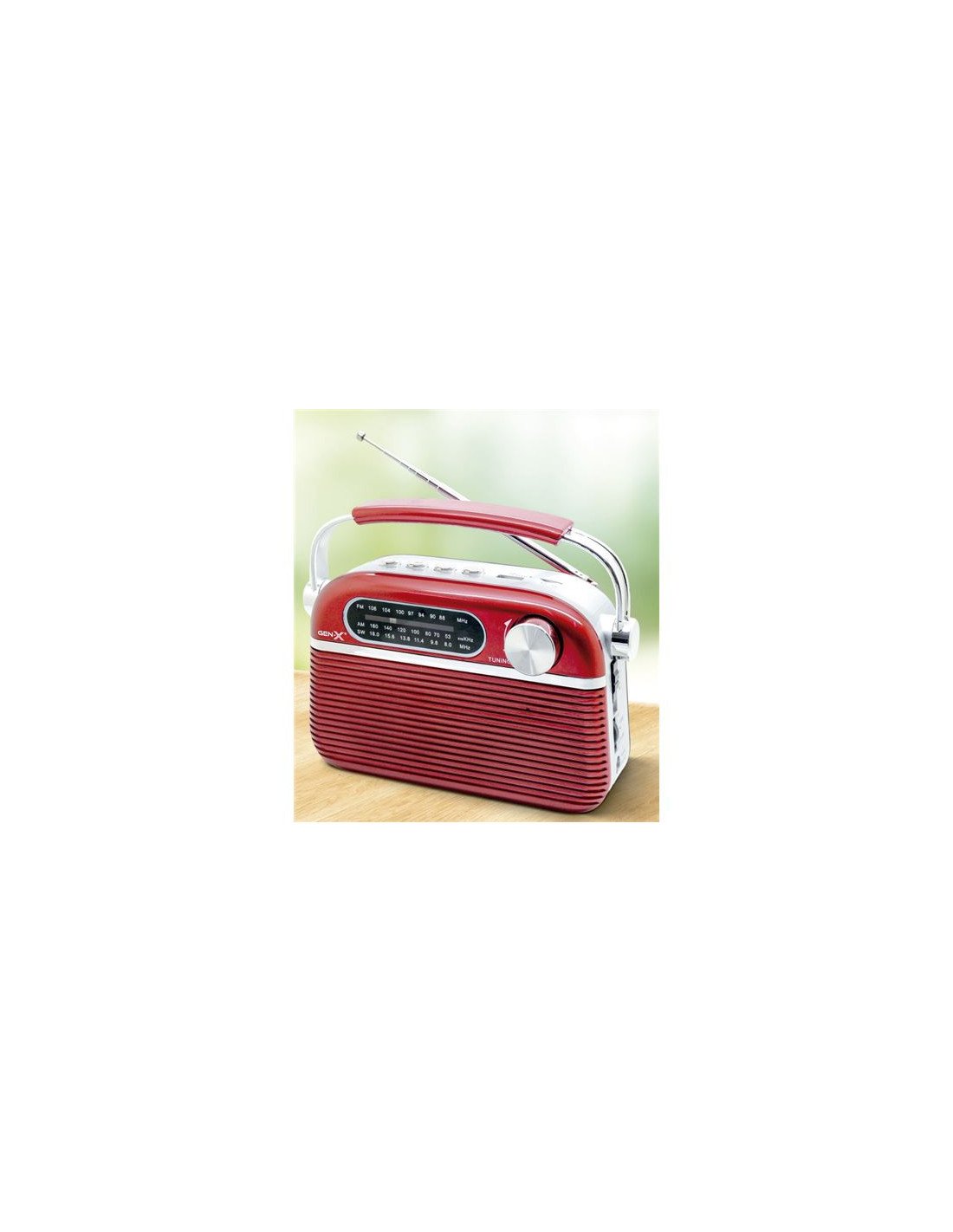 RADIO CLASICA RECARGABLE CON BLUETOOTH 4408 ROJA GEN-X