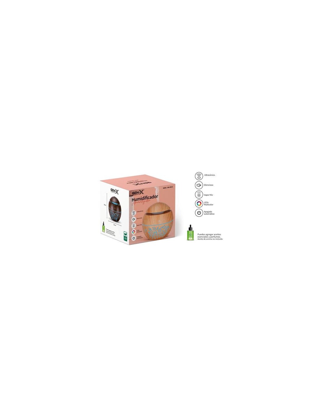 HUMIDIFICADOR AROMATIZADOR ULTRASONICO 130ML GEN-X