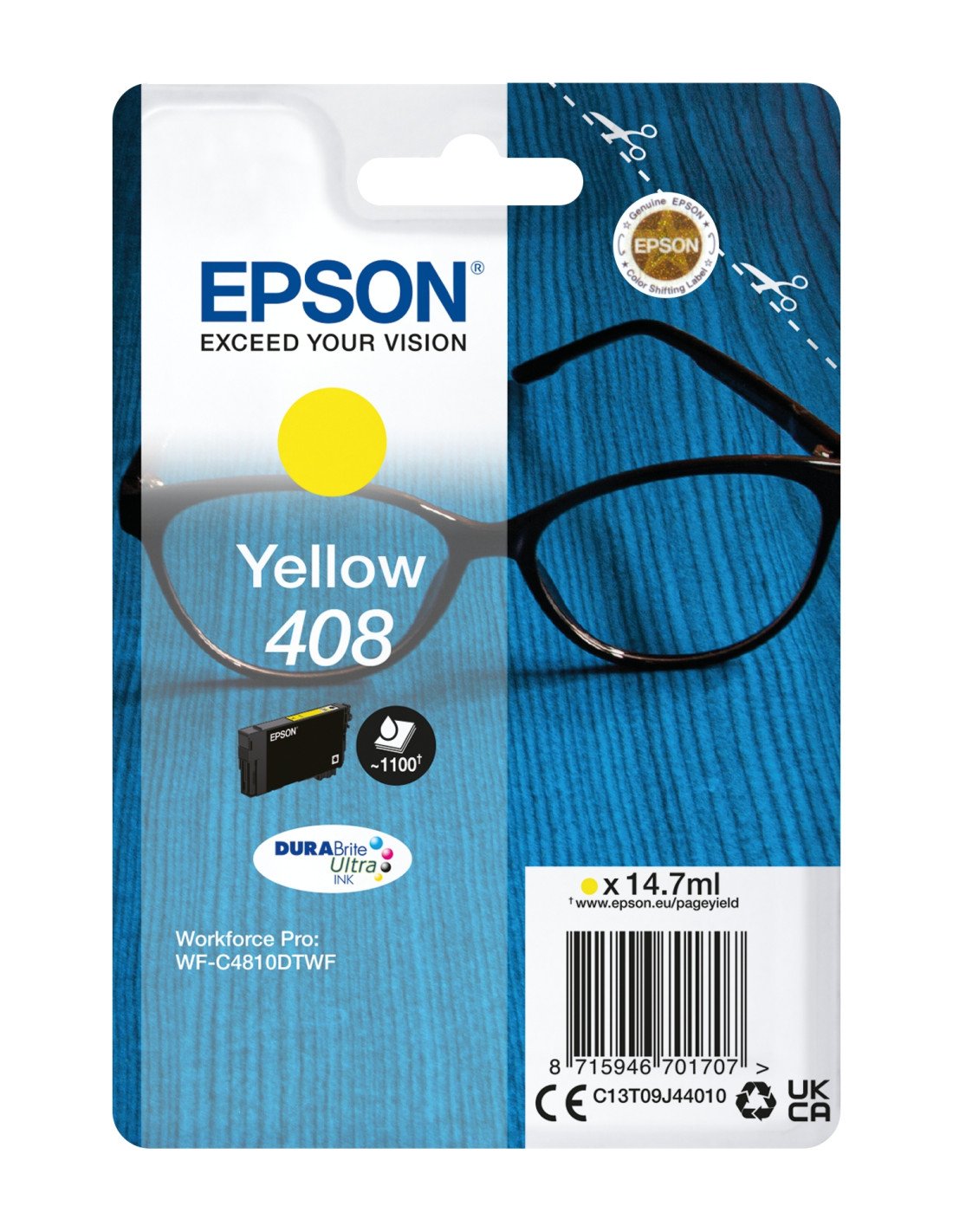 Epson Singlepack Yellow 408 DURABrite Ultra Ink