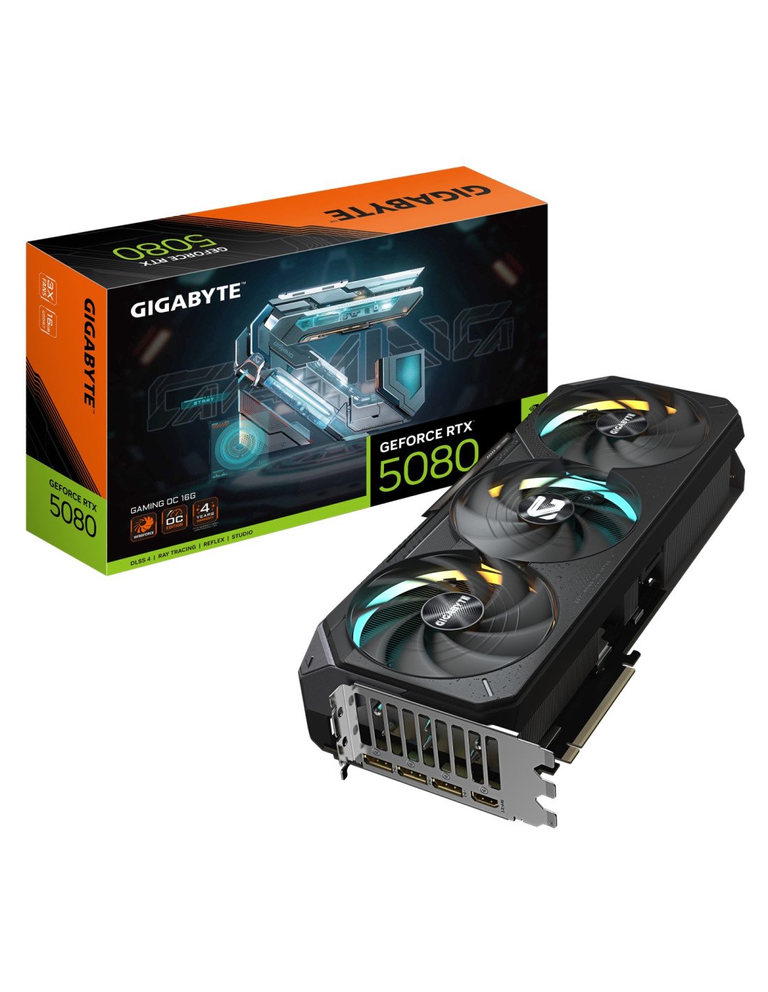 GIGABYTE GeForce RTX 5080 GAMING OC 16G Tarjeta Gráfica - 16GB GDDR7, 256 bits, PCI-E 5.0, 2730MHz Core Clock, 3 x DisplayPort,