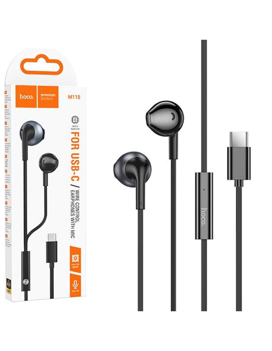 Hoco M115 Auricular con Micrófono y Conexión USB-C Negro