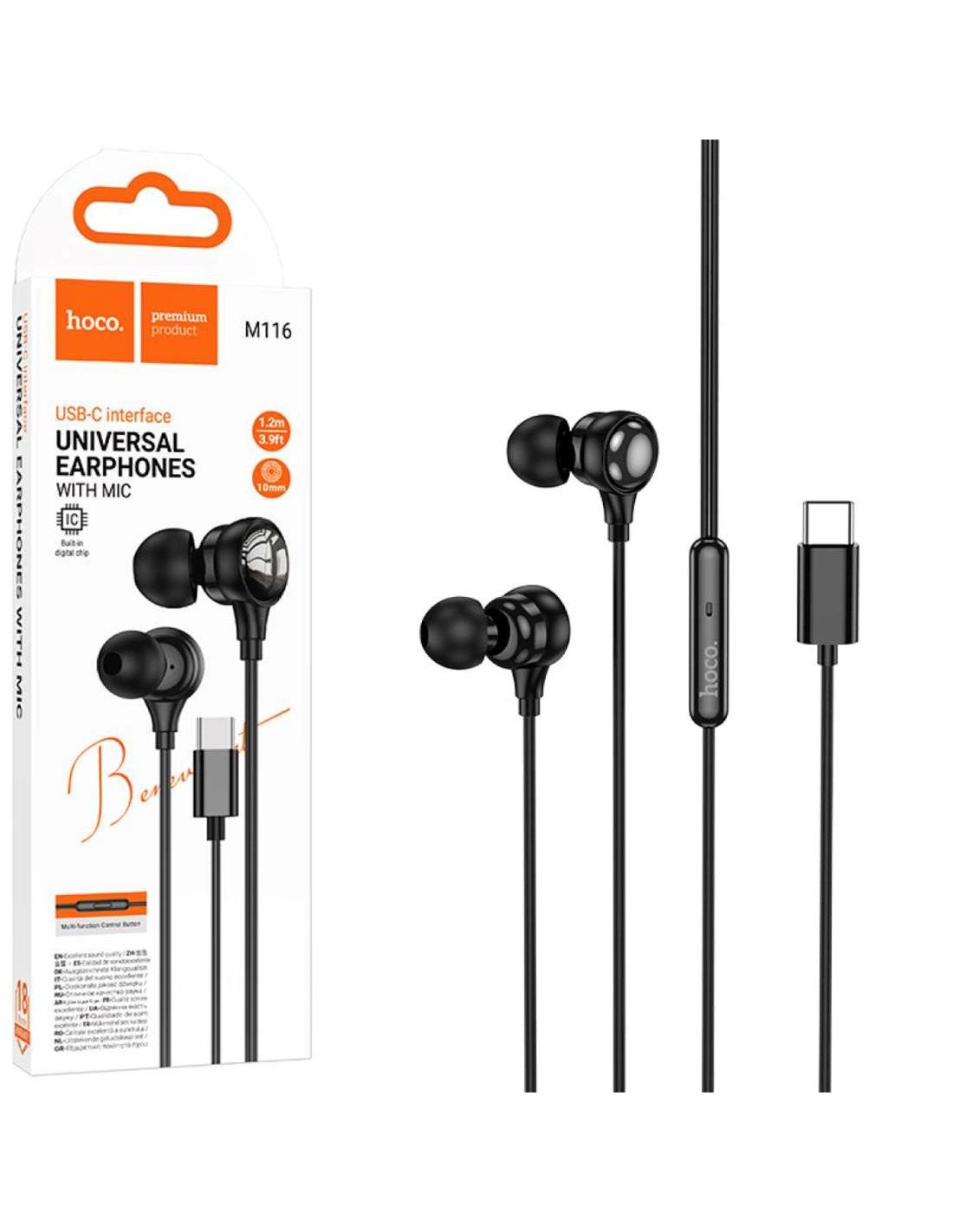 Hoco M116 Auricular con Micrófono y Conexión USB-C Negro