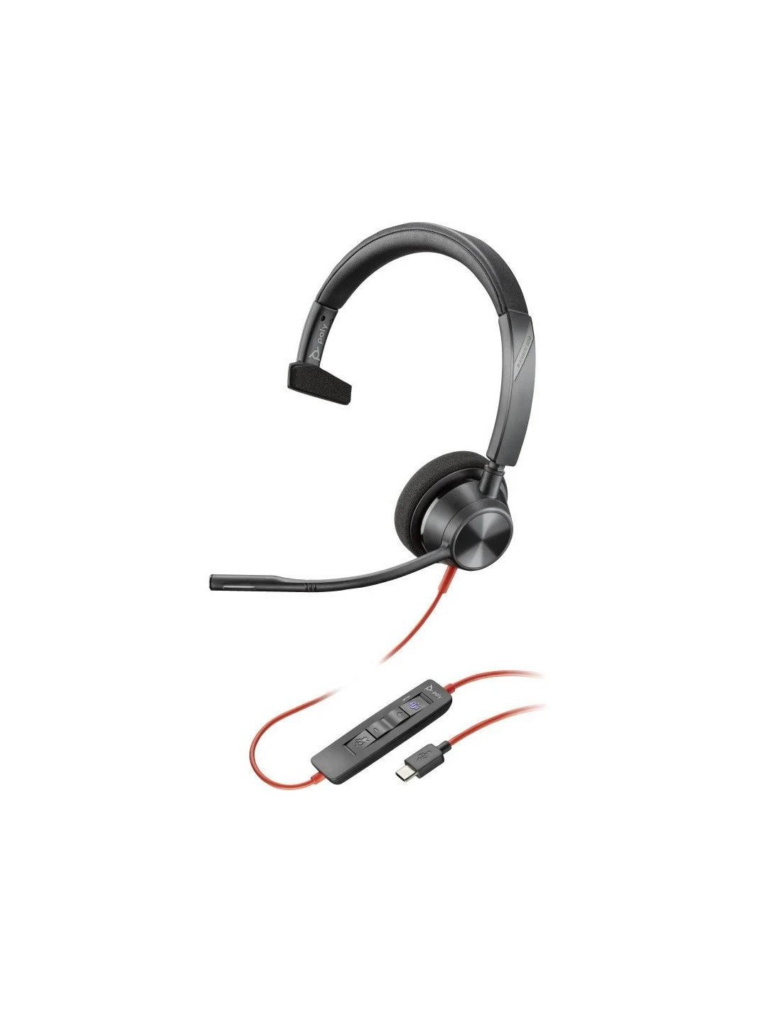 AURICULAR + MICROFONO POLY BLACKWIRE 3310 MONOAURAL USB-C MICROSOFT TEAMS