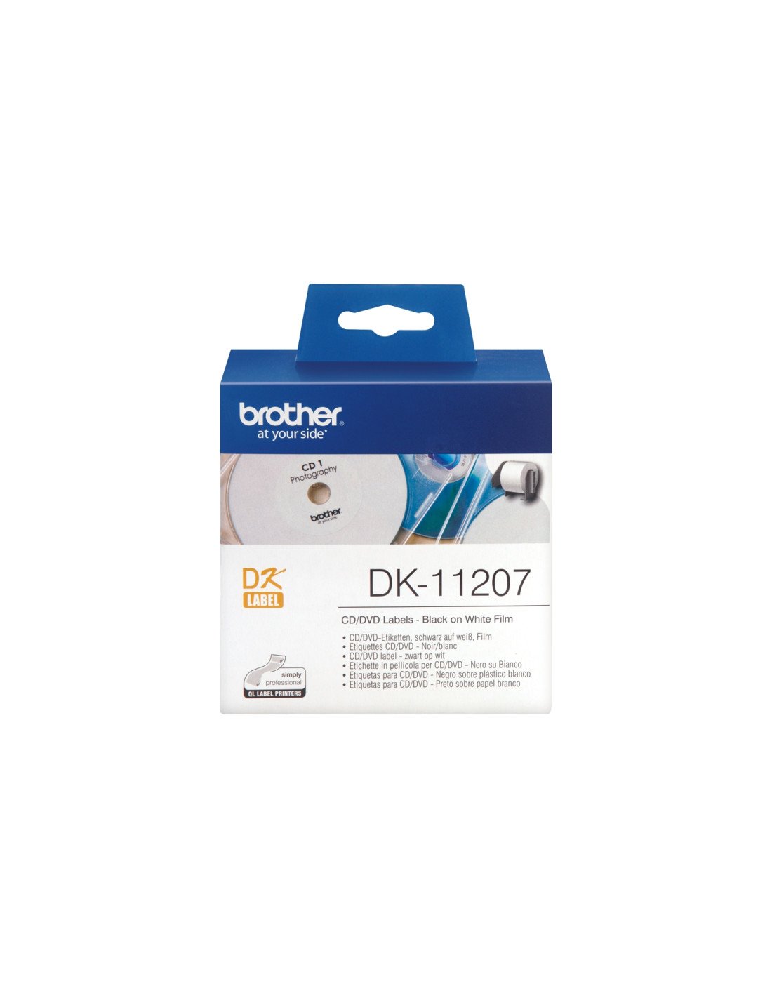 ETIQUETAS BROTHER DK11207 PARA CD/DVD 58x58mm 100 UD