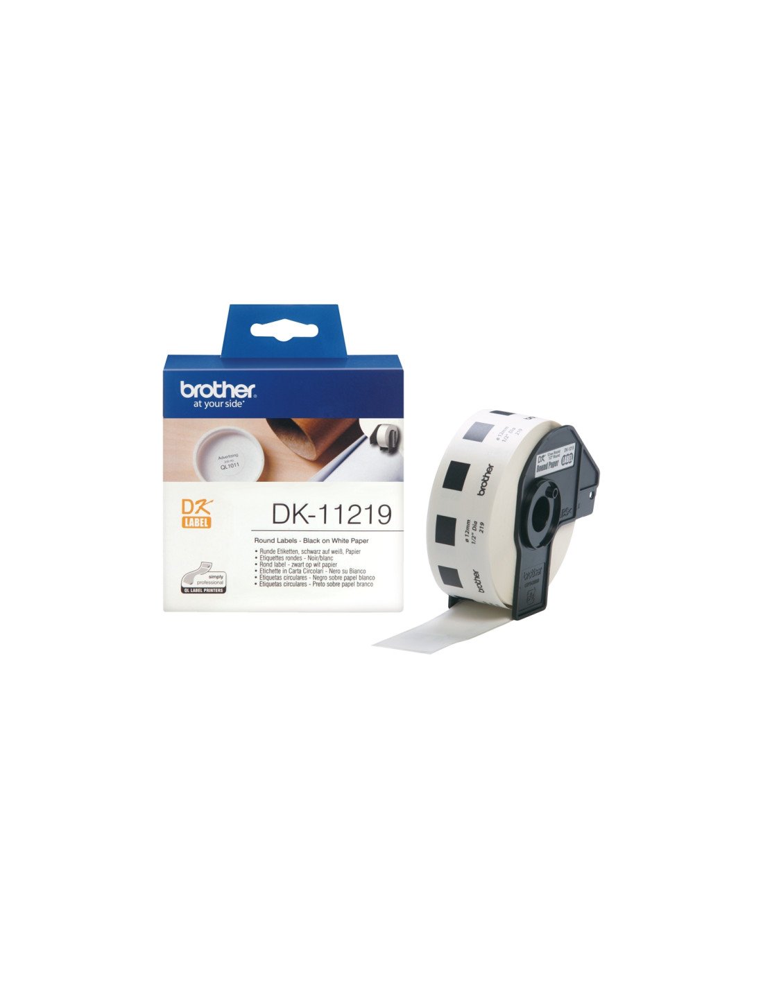 ETIQUETAS BROTHER DK11219 CIRCULARES 12mm 1200UD
