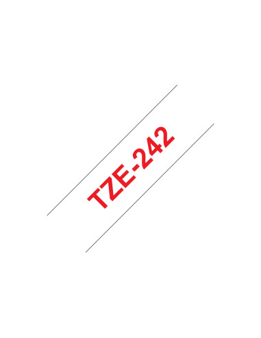 CINTA LAMINADA BROTHER TZE-242 BLANCO/ROJO 18mm 8 m