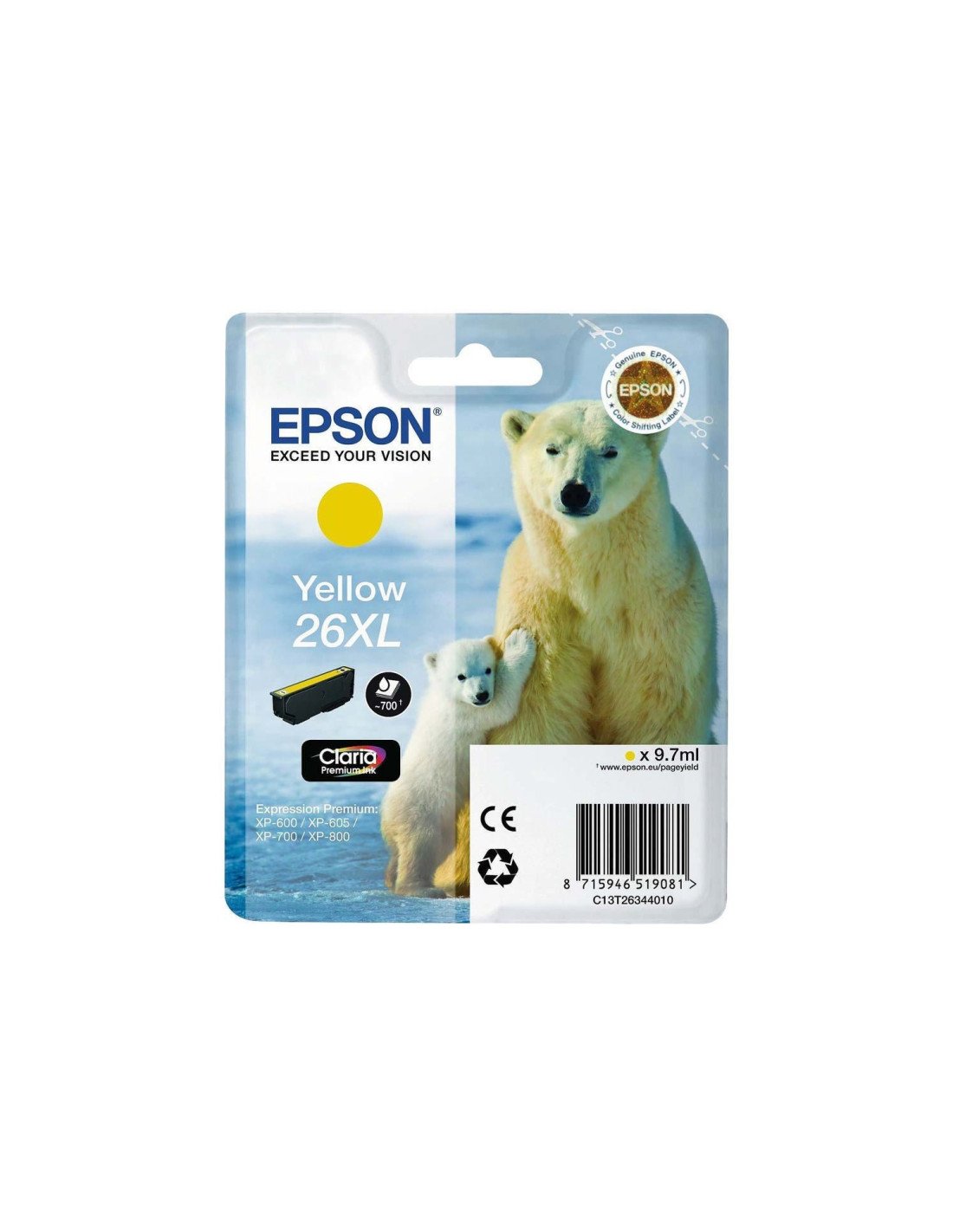CARTUCHO EPSON 26XL AMARILLO C13T26344012