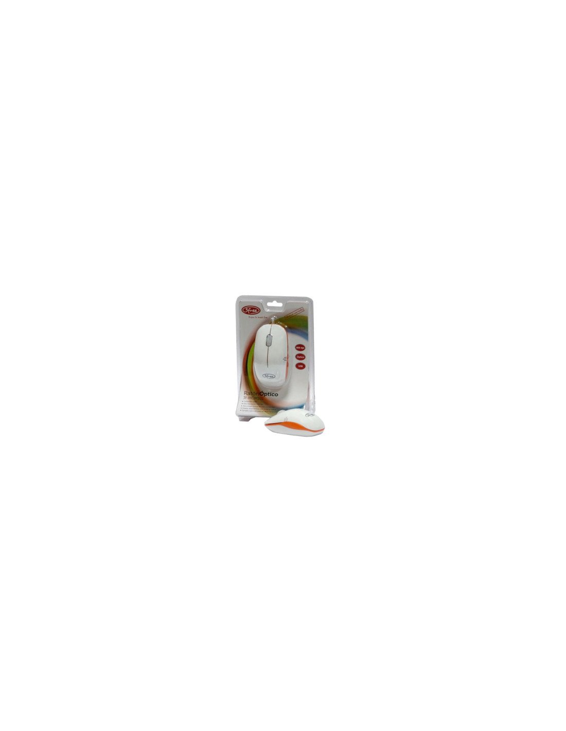 RATON 3FREE OPTICO USB BLANCO NARANJA 3F-MCM101/WO