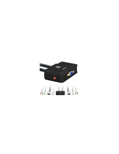 LevelOne KVM de 2 puertos, VGA, USB, Audio