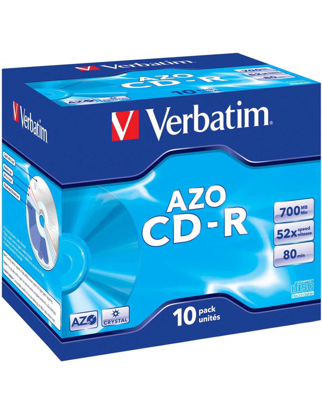 10 UNIDADES CD-ROM VERBATIM SUPERAZO CRYSTAL SURFACE 52X 700MB 43327