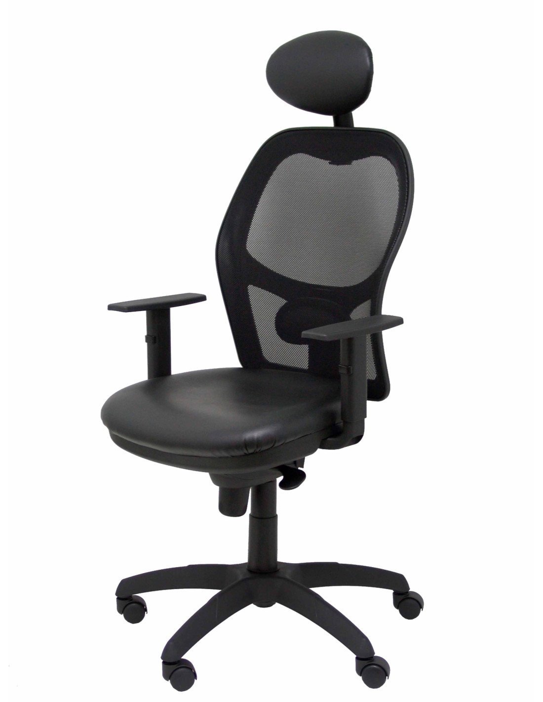 SILLA JORQUERA MALLA NEGRO CABECERO FIJO ASIENTO SIMILPIEL NEGRO 15SNSPNEC