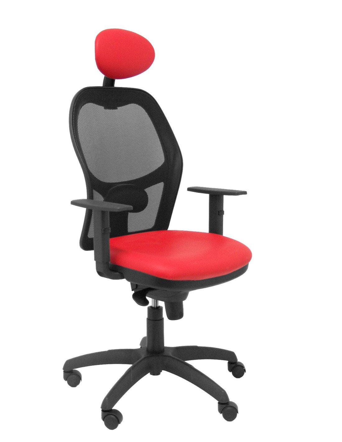 SILLA JORQUERA MALLA NEGRO CABECERO FIJO ASIENTO SIMILPIEL ROJO 15SNSPRJC