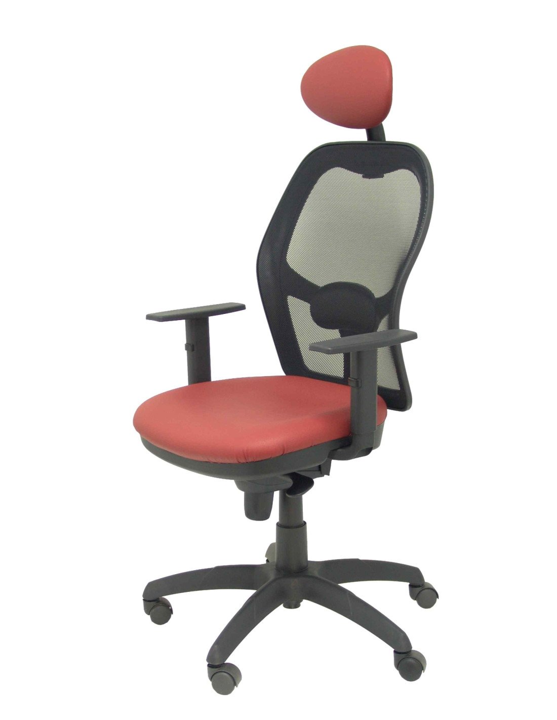 SILLA JORQUERA MALLA NEGRO CABECERO FIJO ASIENTO SIMILPIEL ROJO 15SNSPGRAC