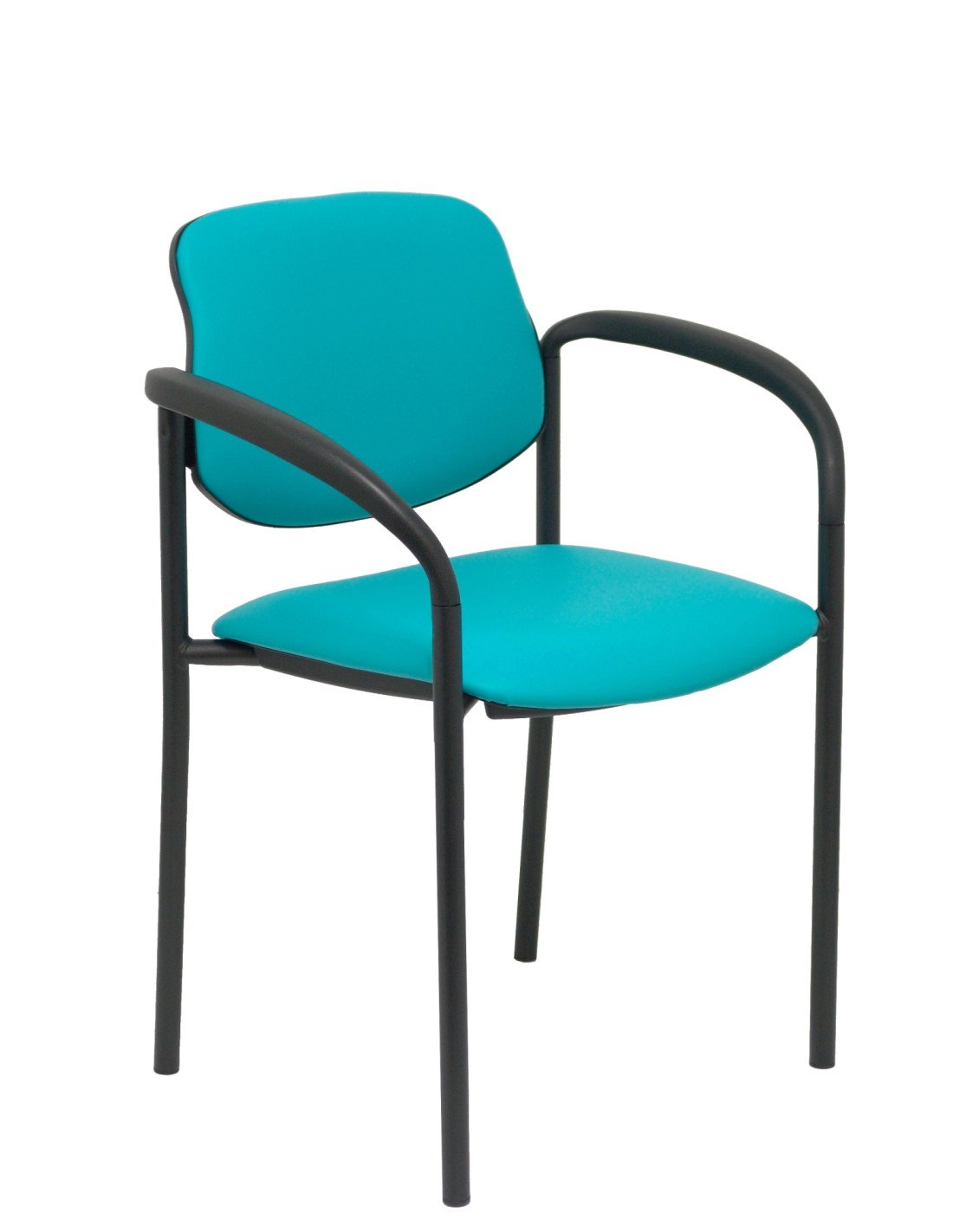 SILLA FIJA VILLALGORDO CHASIS BRAZOS NEGRO SIMILPIEL VERDE 27NSPVECB