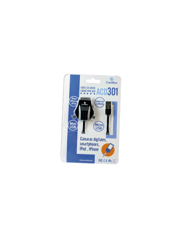 CoolBox ACD 301 cable USB 1 m microUSB/miniUSB/Apple iPhone Negro