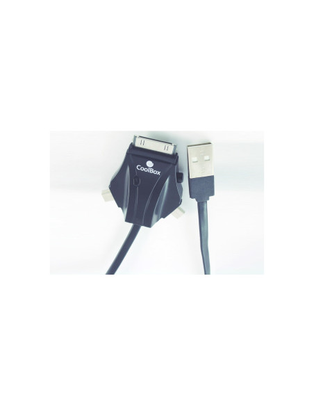 CoolBox ACD 301 cable USB 1 m microUSB/miniUSB/Apple iPhone Negro