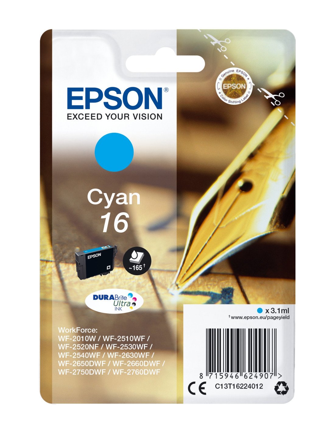 Cartucho Epson 16 Pen and crossword cian C13T16224022