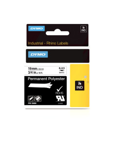 Cinta dymo poliester permanente ind negro sobre blanco multicolor 18484