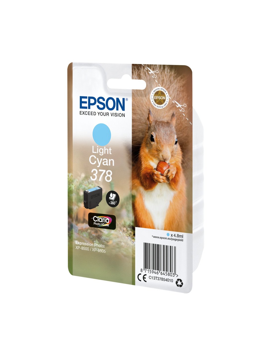 Cartucho Epson Squirrel Singlepack Light Cyan 378 Claria Photo HD Ink C13T37854010