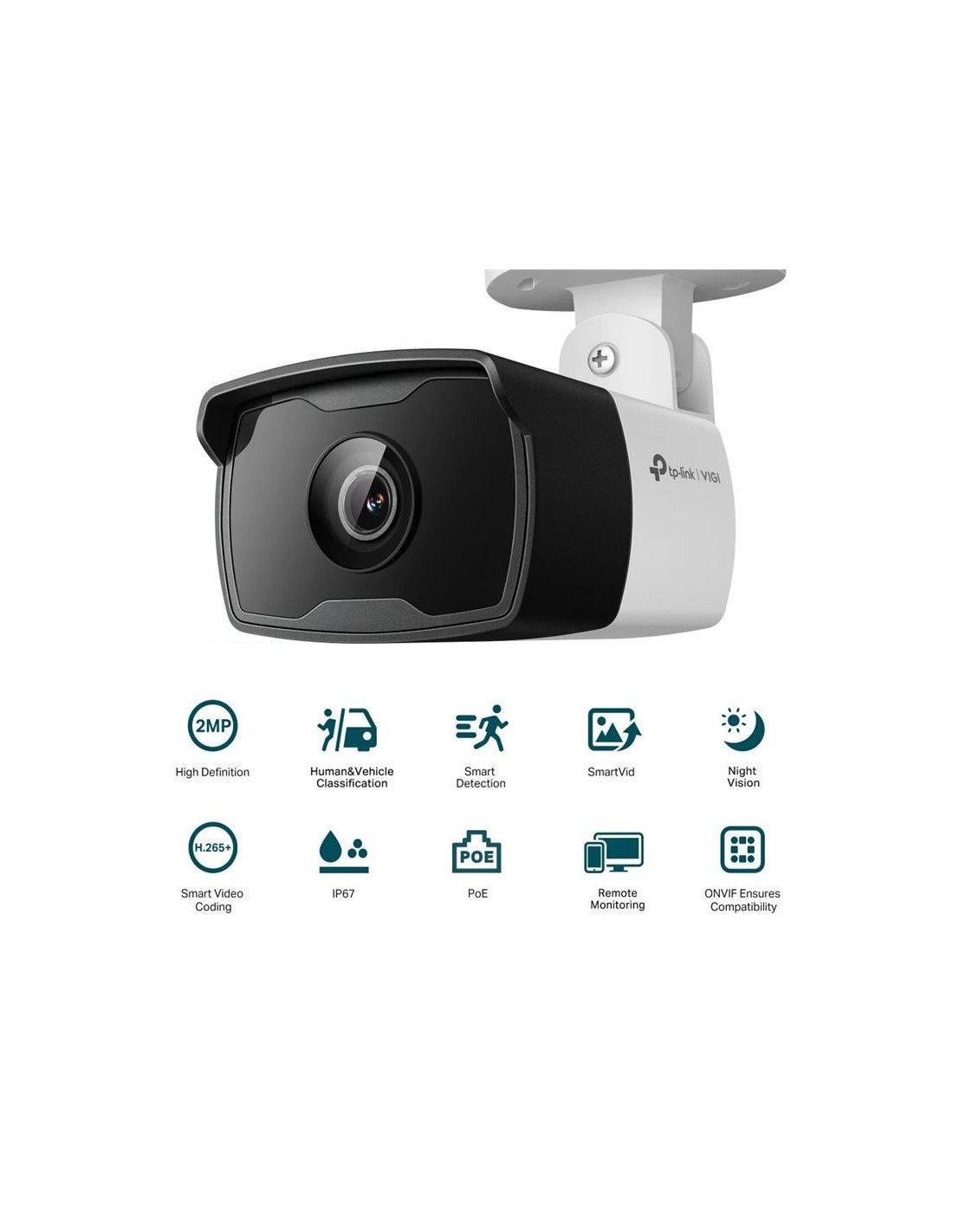 CAMARA IP TP-LINK VIGI BULLET EXTERIOR 2MP 4MM IR 30M IP67 POE