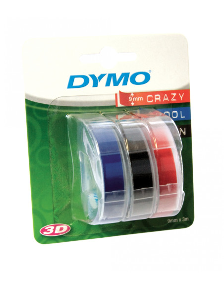 DYMO auténtica etiquetas de estampación 3D | 9 mm x 3 m | AzulNegro y