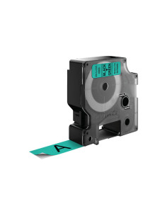 Dymo D1 Etiquetas estandar negro sobre verde 19mm x 7m poliester
