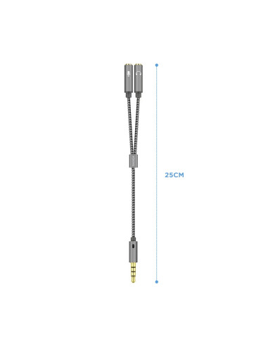 AISENS Cable Adaptador Audio Jack 3.5 4pines/M-2xjack 3.5 3pines/H,